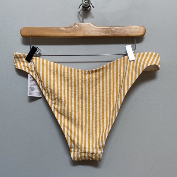 2021 Lululemon Yellow Striped Seersucker Skimpy Mid Rise Bikini Bottom Size XL - Picture 5 of 8